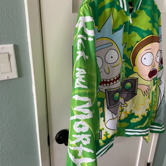 NWT Rick and Morty Adult Swim Green Members Only Bomber Jacket - Picture 4 of 10